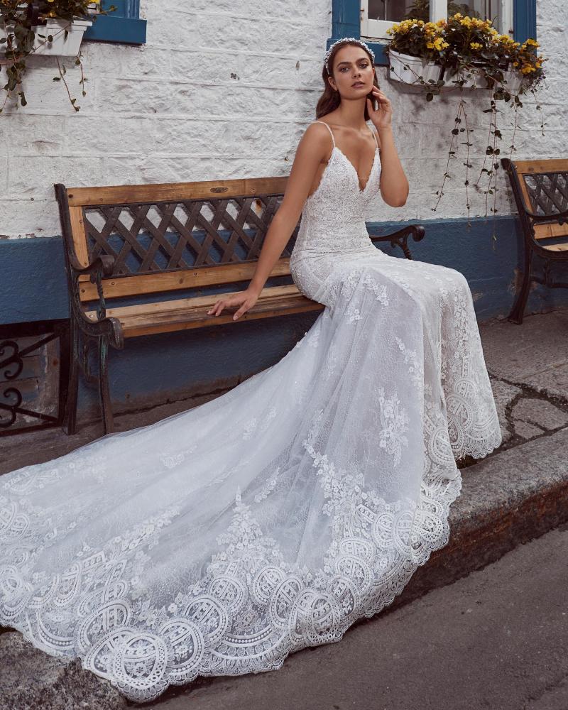 124110 backless mermaid wedding dress with long train and spaghetti straps5